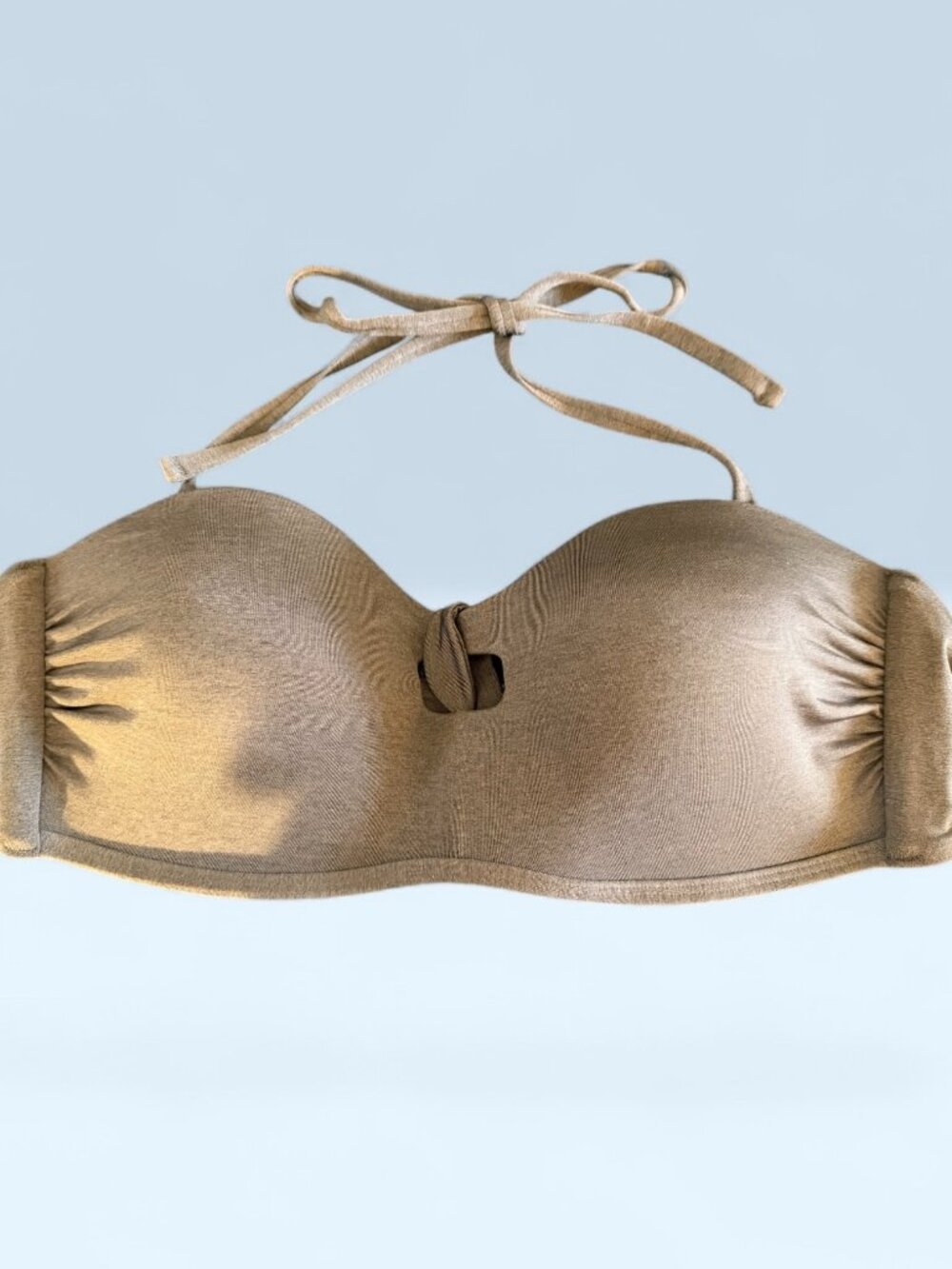 NWT Athleta Aqualuxe Knot Bandeau Swim Gray Bikini Top Sz L